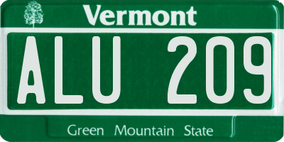 VT license plate ALU209
