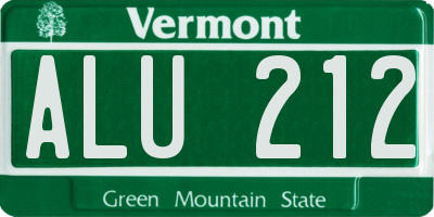 VT license plate ALU212