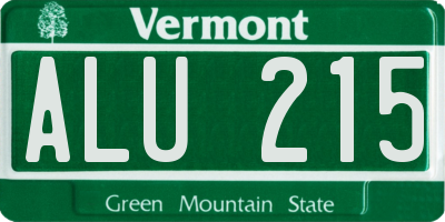 VT license plate ALU215