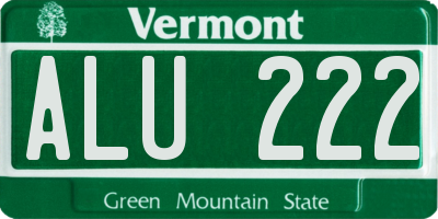 VT license plate ALU222