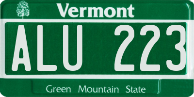 VT license plate ALU223