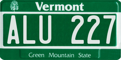 VT license plate ALU227