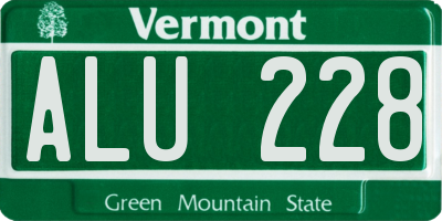 VT license plate ALU228