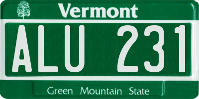 VT license plate ALU231