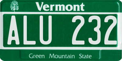 VT license plate ALU232