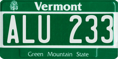 VT license plate ALU233