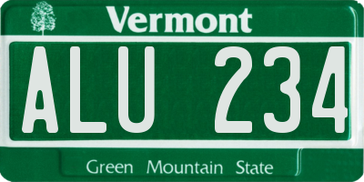 VT license plate ALU234