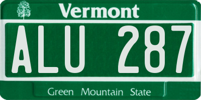 VT license plate ALU287