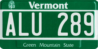 VT license plate ALU289