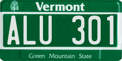 VT license plate ALU301