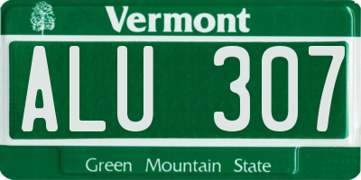 VT license plate ALU307