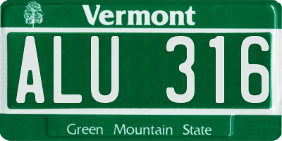 VT license plate ALU316