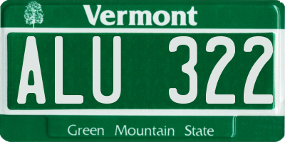VT license plate ALU322
