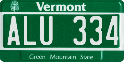 VT license plate ALU334
