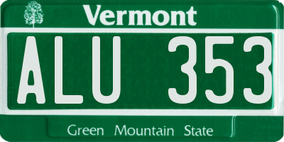 VT license plate ALU353