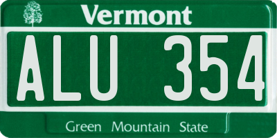 VT license plate ALU354