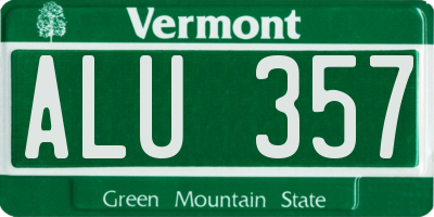 VT license plate ALU357