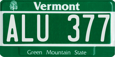 VT license plate ALU377