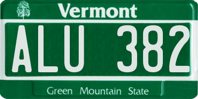 VT license plate ALU382