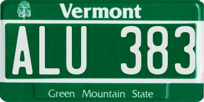 VT license plate ALU383