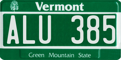 VT license plate ALU385