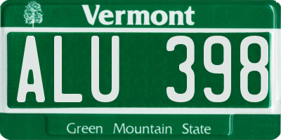 VT license plate ALU398