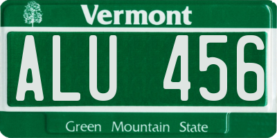 VT license plate ALU456