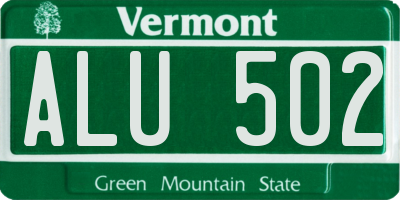 VT license plate ALU502
