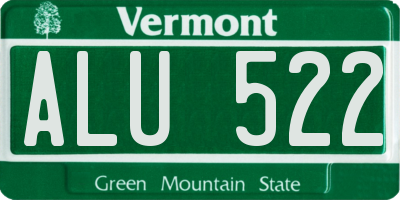 VT license plate ALU522