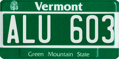 VT license plate ALU603