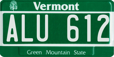 VT license plate ALU612