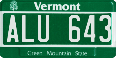 VT license plate ALU643