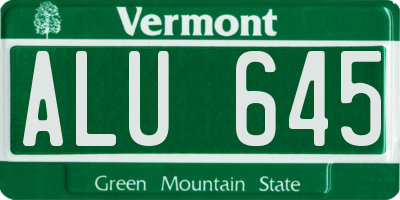 VT license plate ALU645