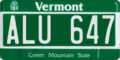 VT license plate ALU647