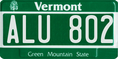 VT license plate ALU802