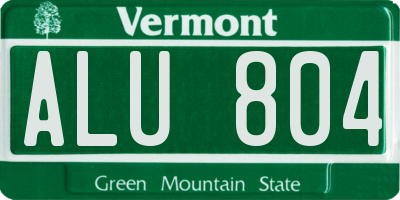 VT license plate ALU804