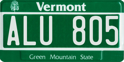 VT license plate ALU805
