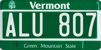 VT license plate ALU807
