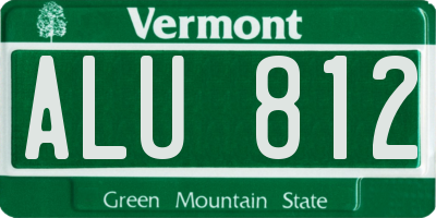 VT license plate ALU812
