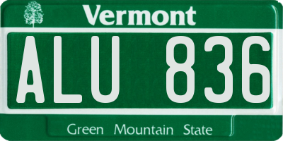 VT license plate ALU836