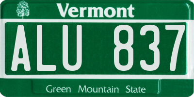 VT license plate ALU837
