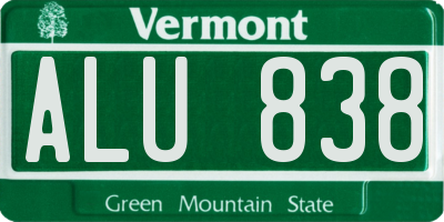 VT license plate ALU838