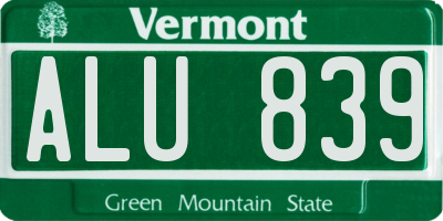 VT license plate ALU839