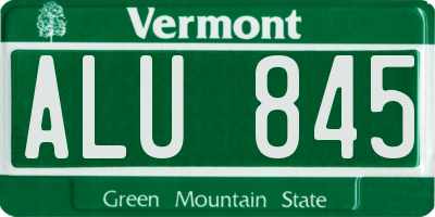 VT license plate ALU845