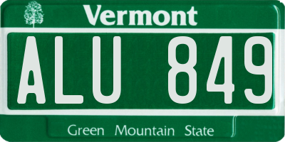 VT license plate ALU849