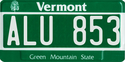 VT license plate ALU853