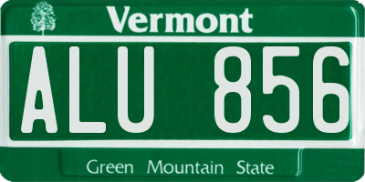 VT license plate ALU856