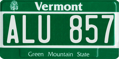 VT license plate ALU857