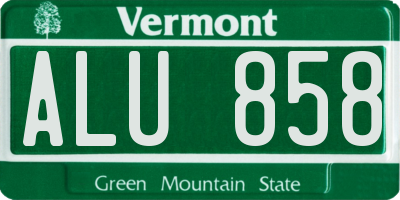 VT license plate ALU858