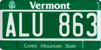 VT license plate ALU863